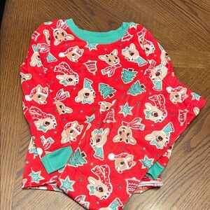 Festive Reindeer Kids Pajamas - Red and Green